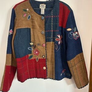 Koret City Blues Denim, Red And Brown Embroidered Jacket